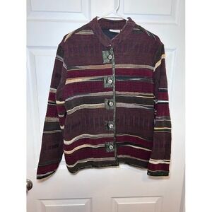 VTG White Stag Stripped Button up Jacket Women's Medium Long Sleeve